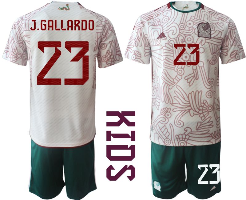 Youth 2022 World Cup National Team Mexico away white #23 Soccer Jersey